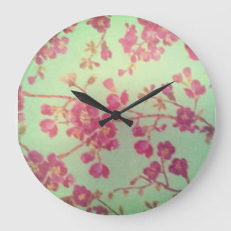 Grande Horloge Ronde Retro little pink flowers 