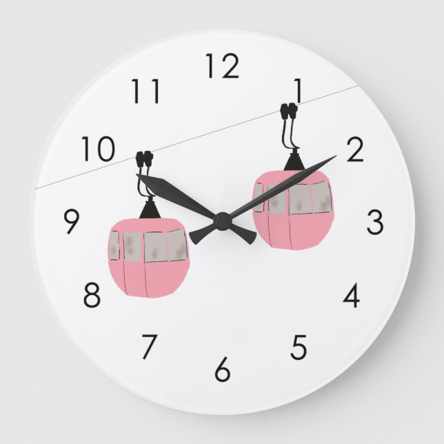 Grande Horloge Ronde Retro Pink Ski Gondola Skieurs Ascenseur (Recto)
