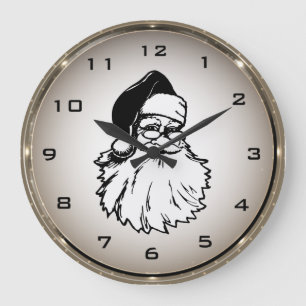 Grande Horloge Ronde Rétro Santa Claus Round Wall Clock