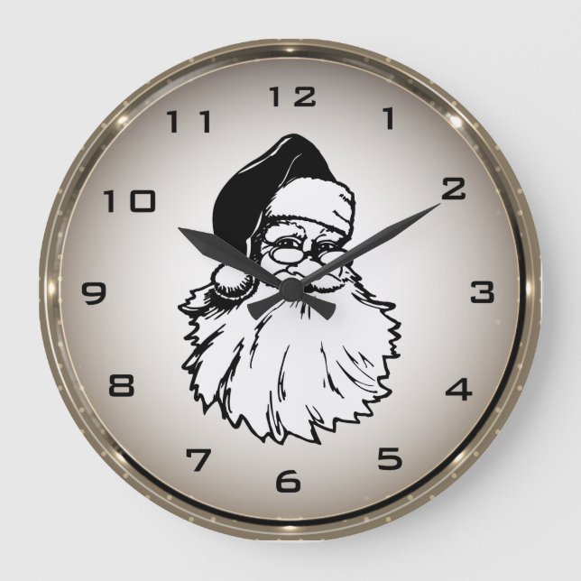 Grande Horloge Ronde Rétro Santa Claus Round Wall Clock (Recto)