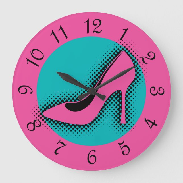 Grande Horloge Ronde Rétro talon haut rose (Recto)