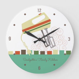 Grande Horloge Ronde Rétros batteurs électriques faisant l'horloge