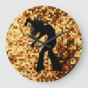 Grande Horloge Ronde Rétros tuiles chics de miroir d'or de danseur de