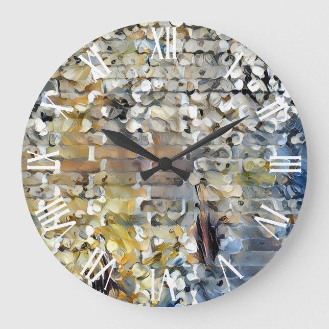 Grande Horloge Ronde Rêve d'art mural des pétales blancs (Recto)