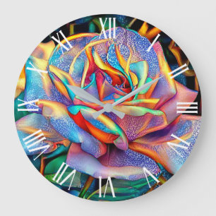 Grande Horloge Ronde Rêve d'art Rose brillant unique