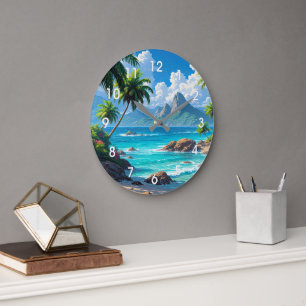 Grande Horloge Ronde Rêve En, Paradis Tropical,