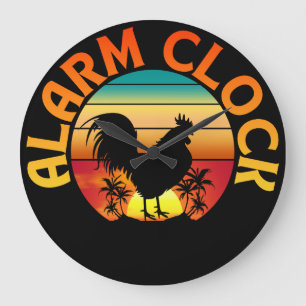 GRANDE HORLOGE RONDE RÉVEIL VINTAGE COQ DU MATIN POULE