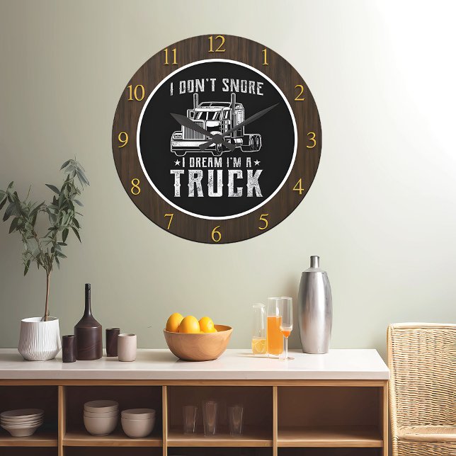 Grande Horloge Ronde Rêver de camions Humoristique (Créateur téléchargé)