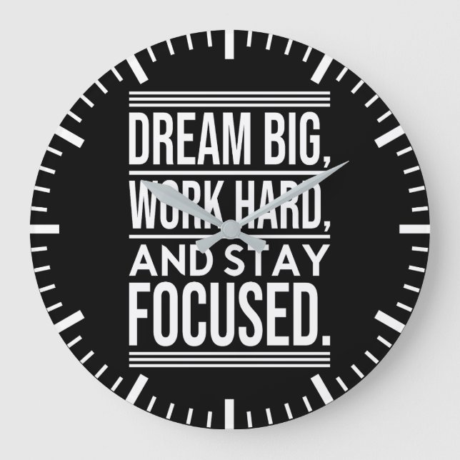 Grande Horloge Ronde Rêver Gros, Travailler dur, Stsay Focused - Gym, H (Recto)