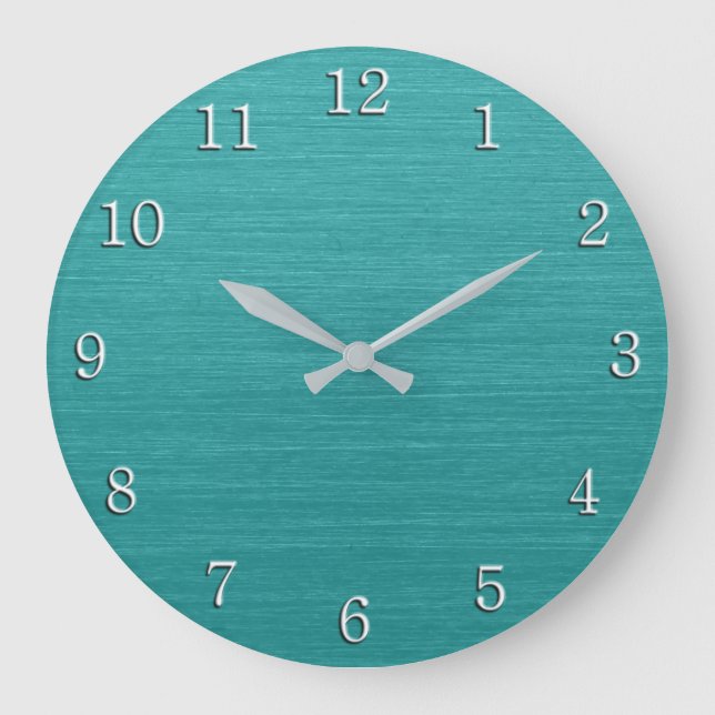 Grande Horloge Ronde Revêtement Turquoise en métal brossé kash001 avec  (Recto)