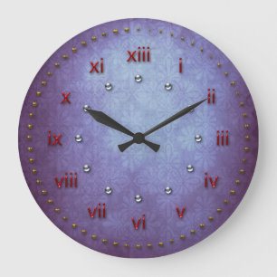 Grande Horloge Ronde Rich Blue Purple Grunge Numéroté
