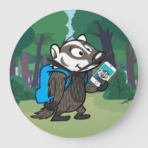 Grande Horloge Ronde Ricky Raccoon   Boomer Badger Selfie