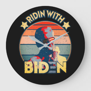Grande Horloge Ronde Ridin' With Biden Manger Ice Cream Retro Sunset
