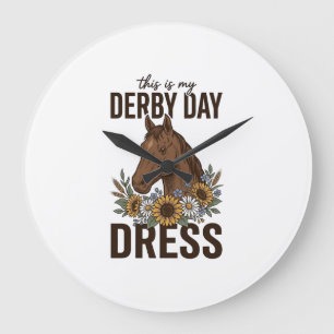 Grande Horloge Ronde Robe de jour de Derby Vintage Cheval Floral Concep