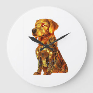 Grande Horloge Ronde Robot Retriever � Chien Méca Futuriste