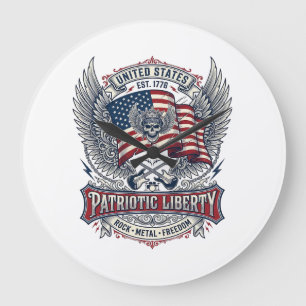 Grande Horloge Ronde Rocker du bandana patriotique Méta musique Old Glo