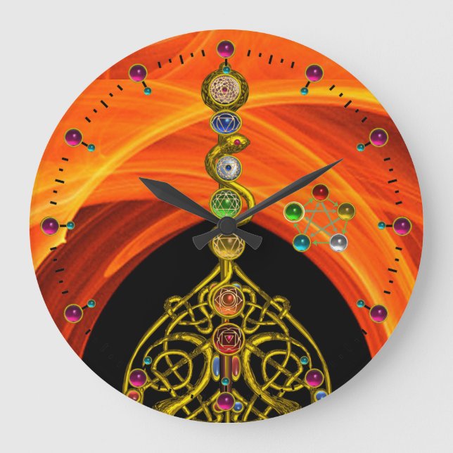 GRANDE HORLOGE RONDE RODE D'ASCLEPIUS 7 CHAKRAS, YOGA, ÉNERGIE SPIRITUE (Recto)
