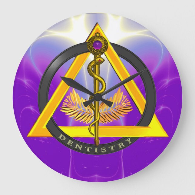 GRANDE HORLOGE RONDE RODE DU SYMBOLE DE DENTISSE DENTISTE ASCLEPIUS (Recto)