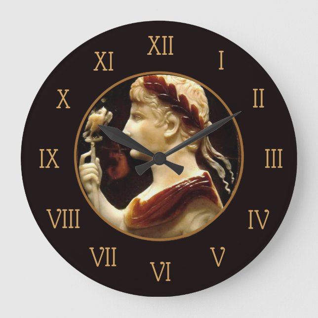 Grande Horloge Ronde Roman Empereur Octavian Augustus Cameo Elegant Art (Recto)