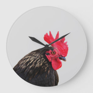 Grande Horloge Ronde Rooster noir