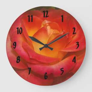 Grande Horloge Ronde Rose à flamme sur parchemin