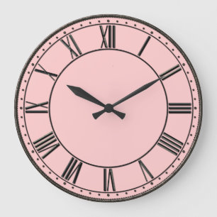 Grande Horloge Ronde Rose avec Vintage noir