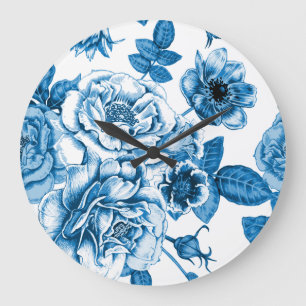 Grande Horloge Ronde Rose bleu