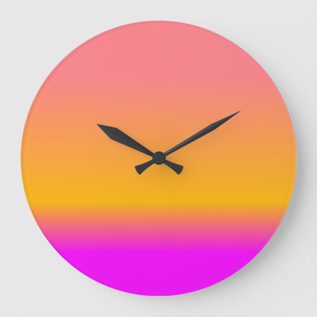 Grande Horloge Ronde Rose Chaud Blush Orange Jaune ombre Gradient (Recto)