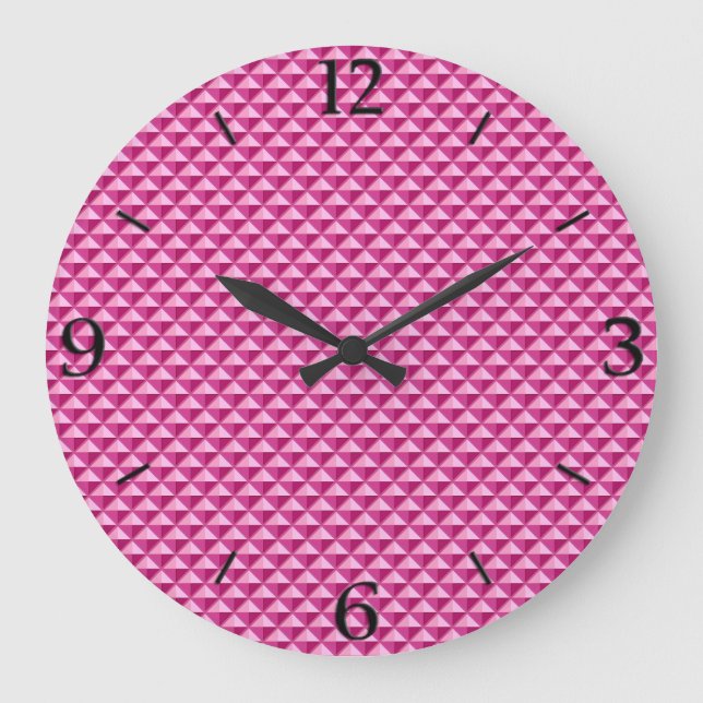 Grande Horloge Ronde Rose chaud, look émail, grille cloutée (Recto)