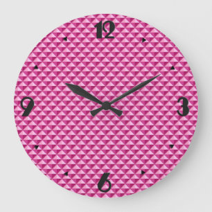 Grande Horloge Ronde Rose chaud, look émail, grille cloutée