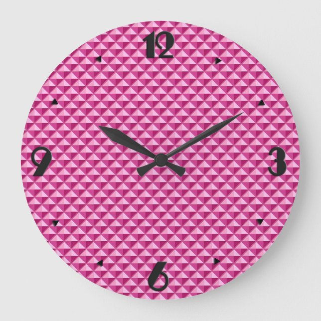 Grande Horloge Ronde Rose chaud, look émail, grille cloutée (Recto)