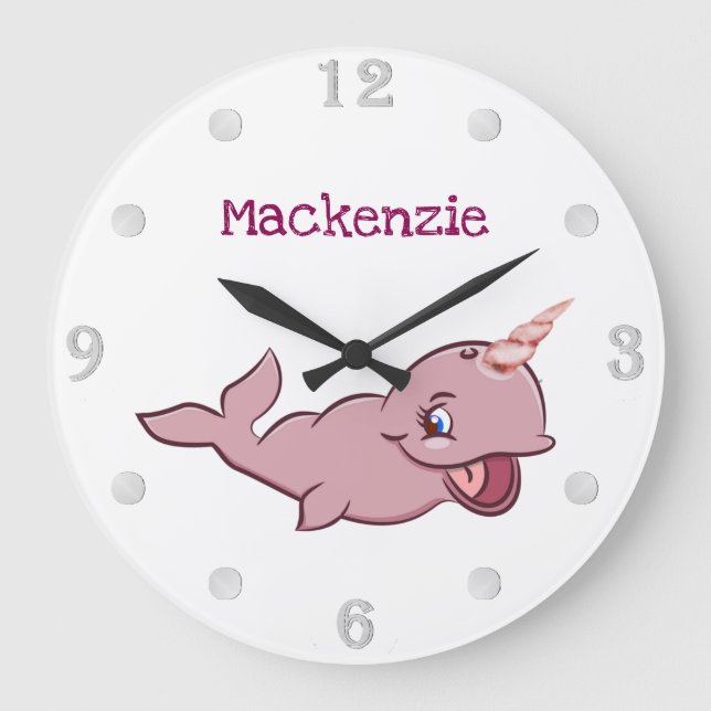 Grande Horloge Ronde Rose étroit | Girly Kawaii Chibi Cartoon personnal (Recto)