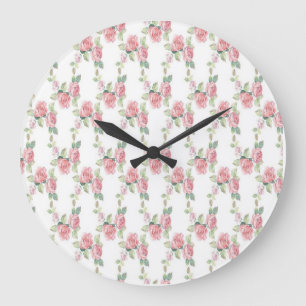 Grande Horloge Ronde Rose Florale Rose Shabby Chic