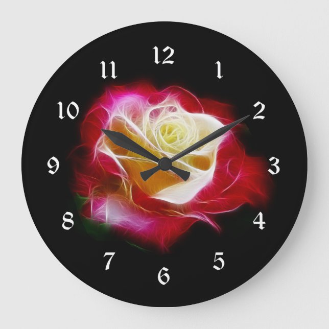Grande Horloge Ronde Rose fractalius rouge et crème (Recto)