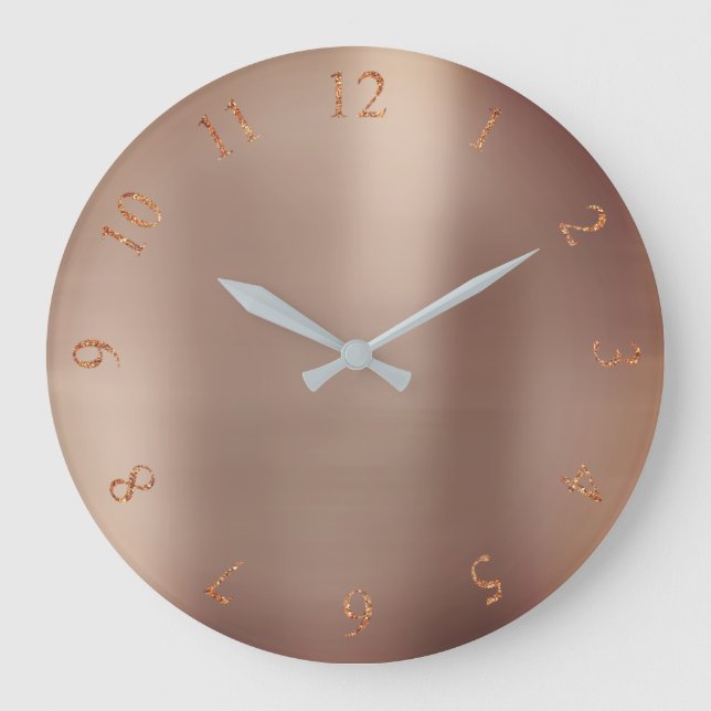 Grande Horloge Ronde Rose Gold Copper Parties scintillant Metallic US N (Recto)