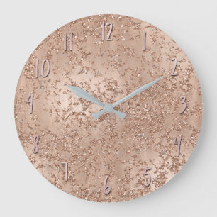 Grande Horloge Ronde Rose Gold Fard Rose Glamour Paillettes Crackle Chi