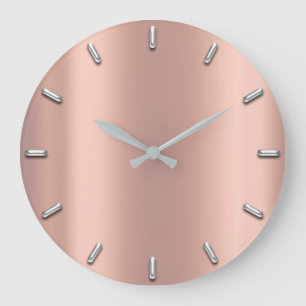 Grande Horloge Ronde Rose Gold Peach Pink Gray Metallic Silver Minimum