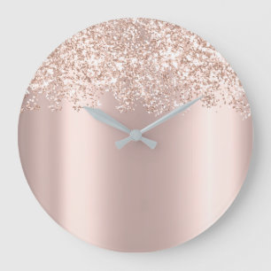 Grande Horloge Ronde Rose Parties scintillant à étincelle de reflet Par