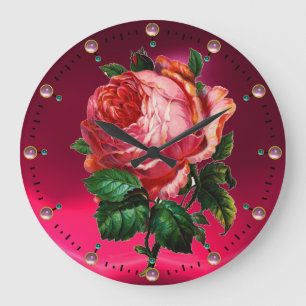 GRANDE HORLOGE RONDE ROSE ROSE BEAUTIFUL WITH GEMSTONES