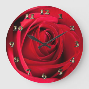 Grande Horloge Ronde Rose rouge