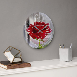 Grande Horloge Ronde Rose rouge 2