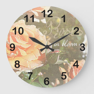 Grande Horloge Ronde Roses en fleur