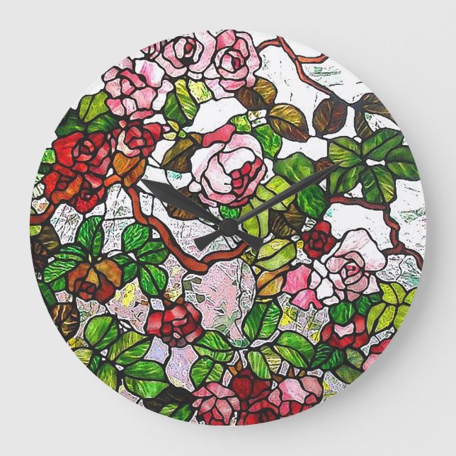 Grande Horloge Ronde Roses Escalades - vitraux (Recto)