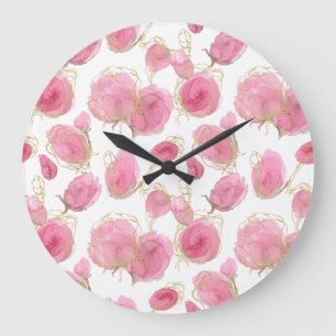 Grande Horloge Ronde Roses roses