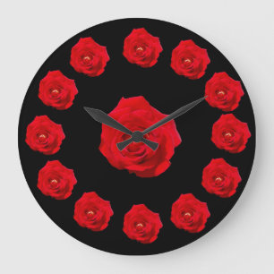 Grande Horloge Ronde Roses rouges