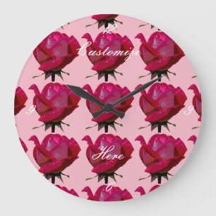 Grande Horloge Ronde roses rouges Thunder_Cove