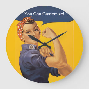 Grande Horloge Ronde Rosie the Riveter We Can Do It ! Your Text Here