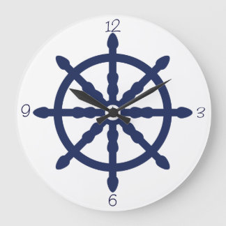 Grande Horloge Ronde Roue de crèche Nautical Wave
