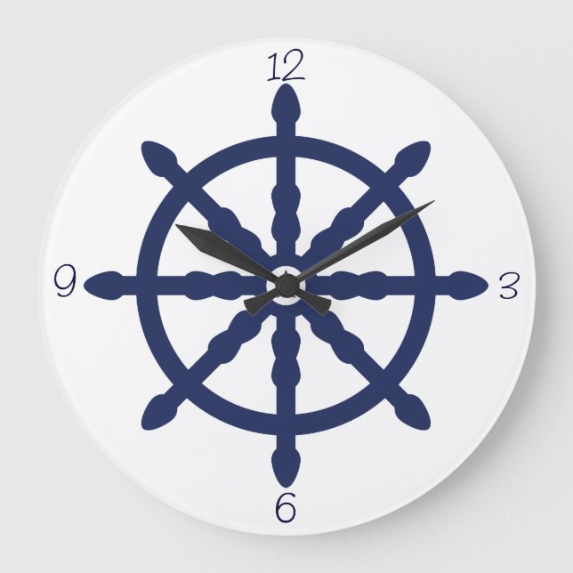 Grande Horloge Ronde Roue de crèche Nautical Wave (Recto)