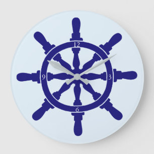Grande Horloge Ronde Roue du navire en bleu clair